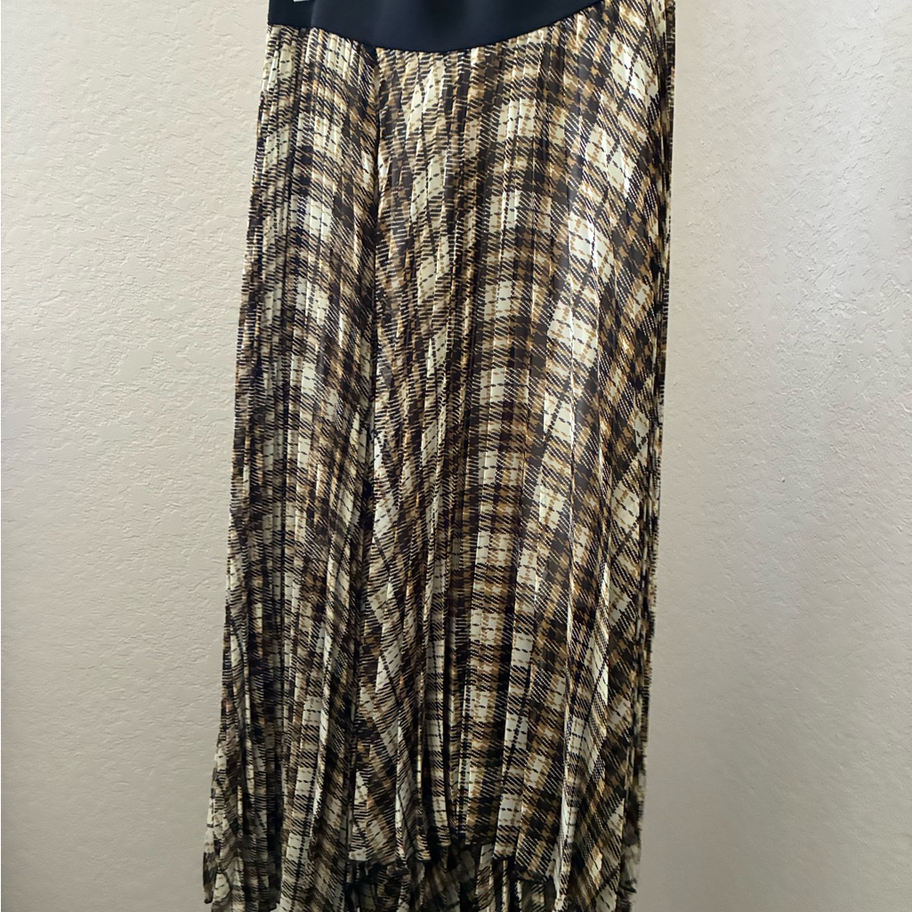 Maje Black And Cream Plaid Maxi Skirt